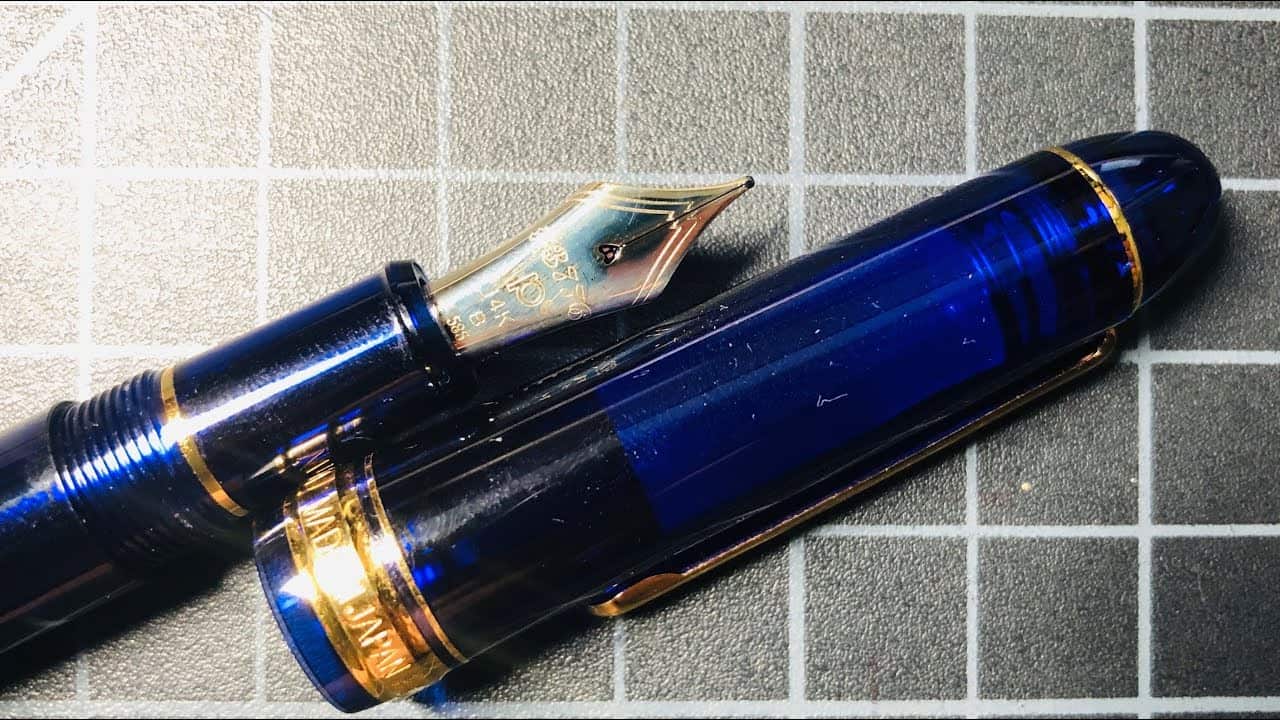 PLATINUM #3776 Century CHARTRES BLUE 14K Gold B Nib Fountain Pen with Converter 