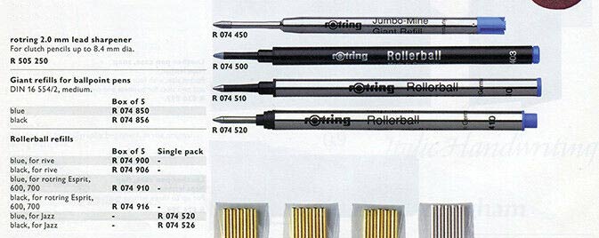 Rollerball Refill Compatibility Chart