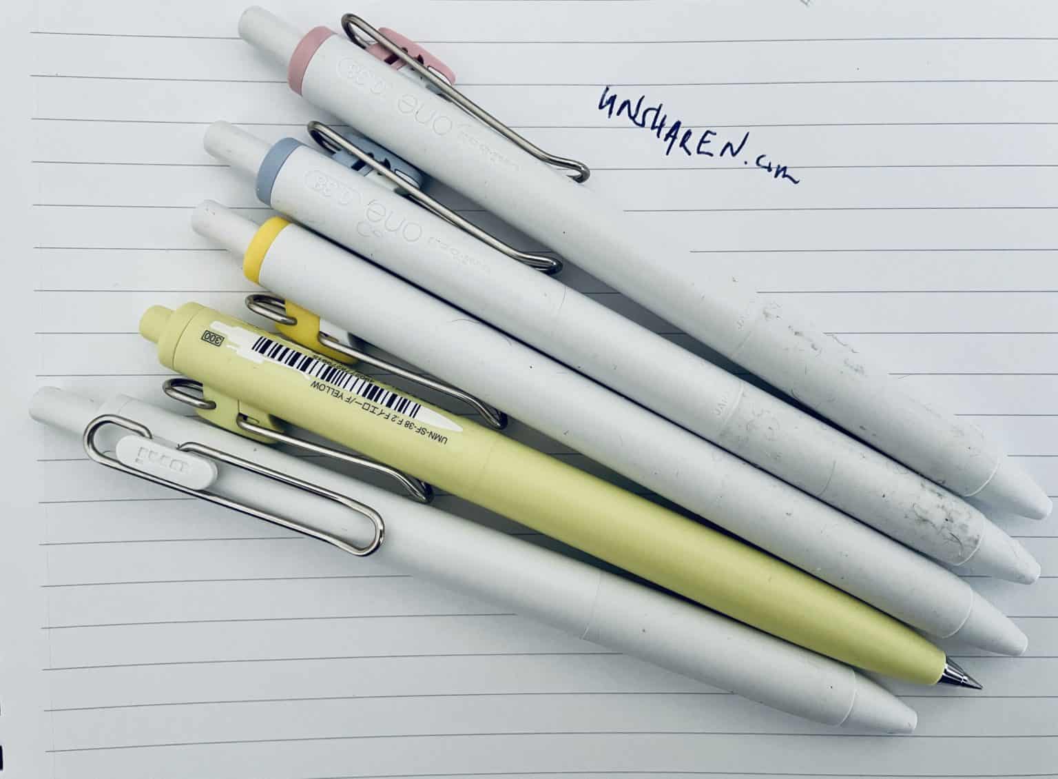 Uniball One and One F Gel Pen Unsharpen